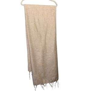 CLUTCH Himalayan wool handwoven oversized scarf / shawl /wrap, cream/tan, fringe